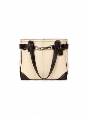 Never Used Coach Leather Tote Cream Brown Trim Shoulder Bag
